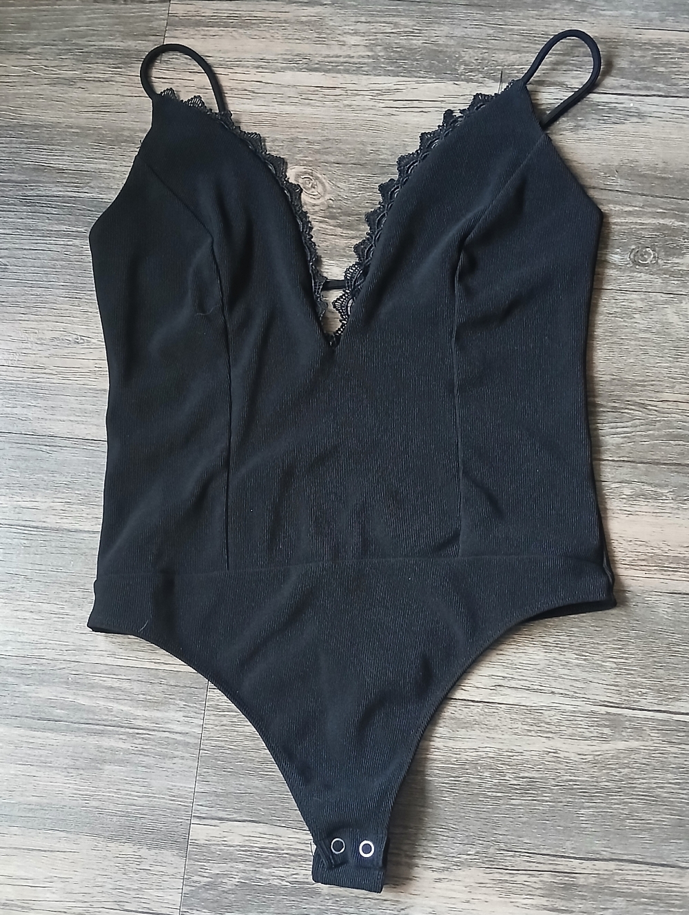 Express Black Lace-Trim Bodysuit Tank Top - Picture 2 of 13